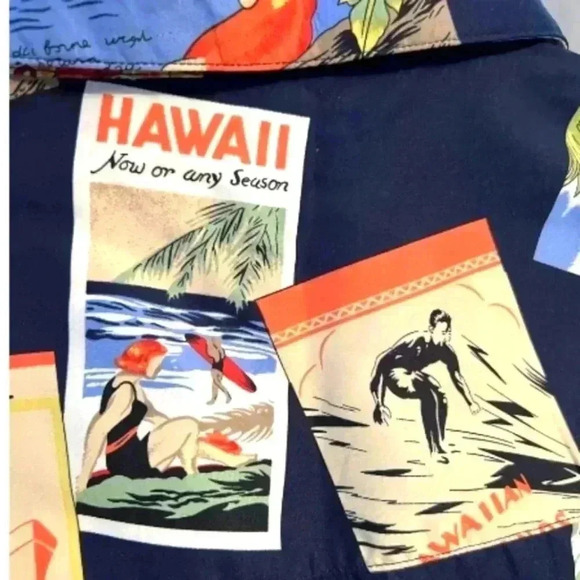 Vtg. K.A.D. Men's Hawaii Hawaiian black colors button down shirt. Medium - Picture 3 of 7